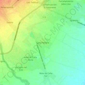 Gato Negroの地形図、標高、地勢