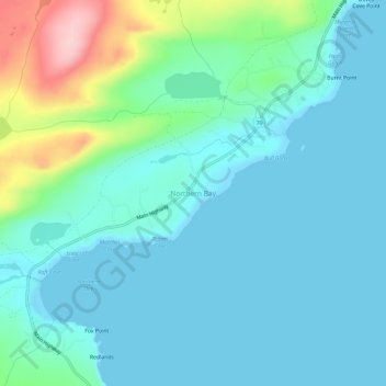 Northern Bayの地形図、標高、地勢