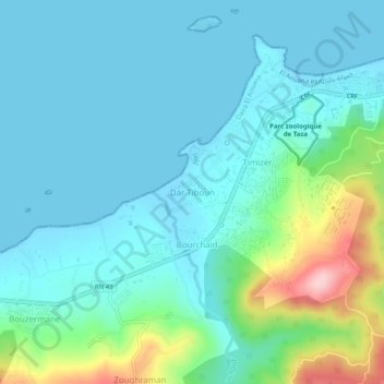 Dar Tibounの地形図、標高、地勢