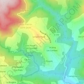 Le Vidouの地形図、標高、地勢