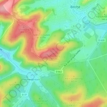 Schoenbergの地形図、標高、地勢