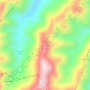 Cerro San Mateoの地形図、標高、地勢