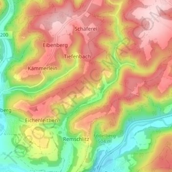 Roßlachの地形図、標高、地勢