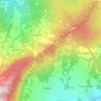 Monte Castelloの地形図、標高、地勢