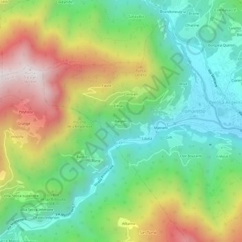 Blegieriの地形図、標高、地勢