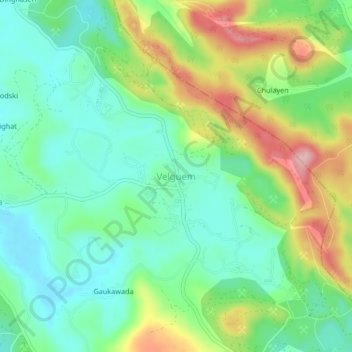 Velguemの地形図、標高、地勢