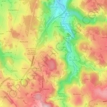 Dailleの地形図、標高、地勢