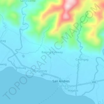 Batong Palowayの地形図、標高、地勢