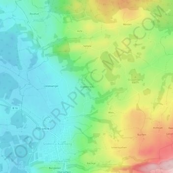 Dattenriedの地形図、標高、地勢