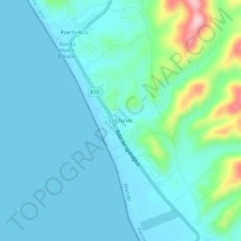 Las Tunasの地形図、標高、地勢