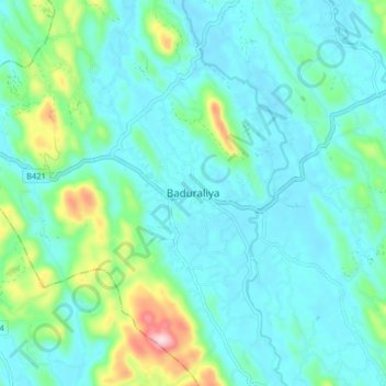 Baduraliyaの地形図、標高、地勢