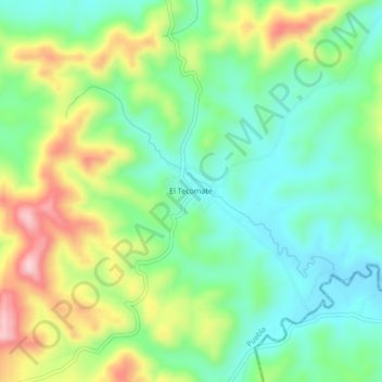 El Tecomateの地形図、標高、地勢