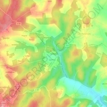 La Jartheの地形図、標高、地勢