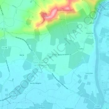 Pradelの地形図、標高、地勢