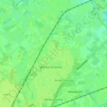 Berkelの地形図、標高、地勢
