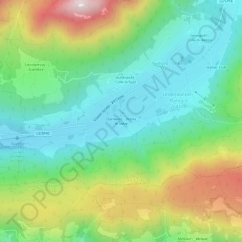 Durnwaldの地形図、標高、地勢