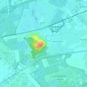 Dak van Brabantの地形図、標高、地勢