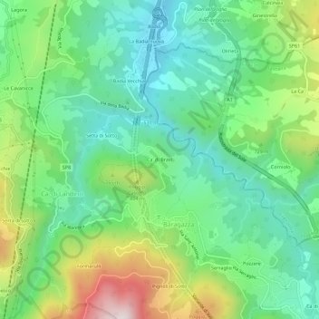 Ca' di Braviの地形図、標高、地勢