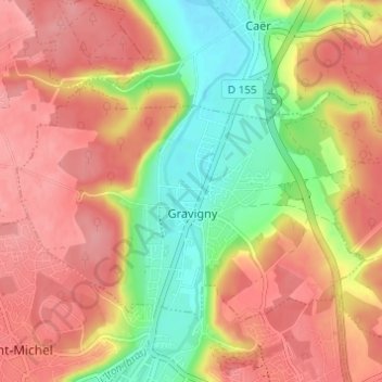 La Friche Pateyの地形図、標高、地勢