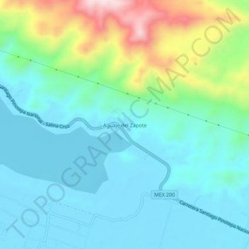 Aguaje del Zapoteの地形図、標高、地勢