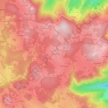 L'Hermetの地形図、標高、地勢