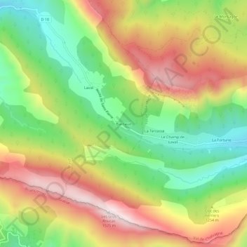 Barnaudの地形図、標高、地勢