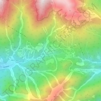 Ligosulloの地形図、標高、地勢