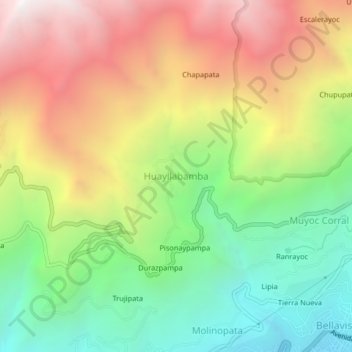 Huayllabambaの地形図、標高、地勢