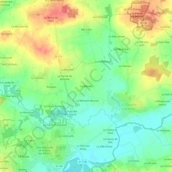 La Moraieの地形図、標高、地勢