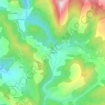 Le Gapの地形図、標高、地勢