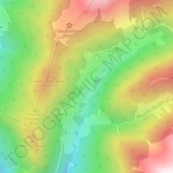 Astenの地形図、標高、地勢