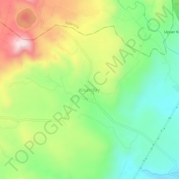 Kisandayの地形図、標高、地勢
