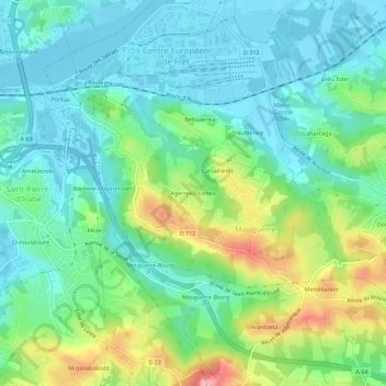 Agerreko Larreaの地形図、標高、地勢