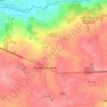 Chailloyの地形図、標高、地勢