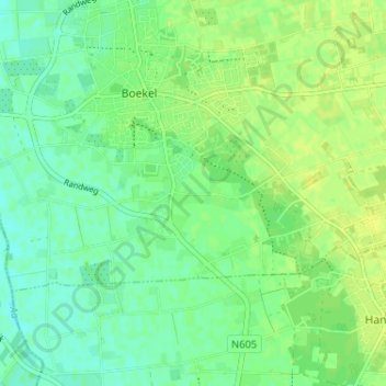 Peelstraatの地形図、標高、地勢