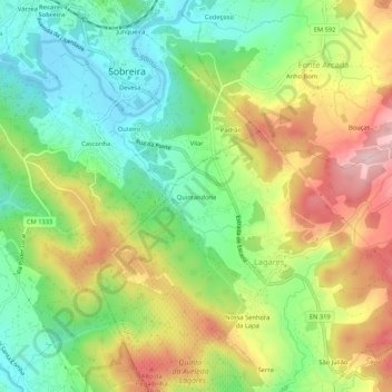 Quintandonaの地形図、標高、地勢