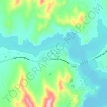 Bonnie Doonの地形図、標高、地勢