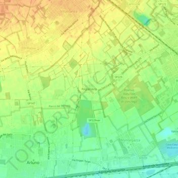 Poglianascaの地形図、標高、地勢