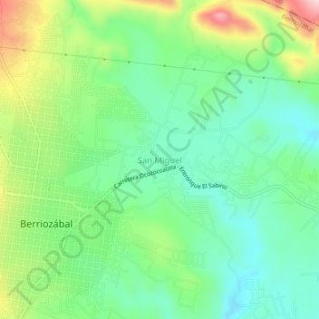 San Miguelの地形図、標高、地勢
