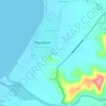 Ligayaの地形図、標高、地勢