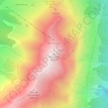 Mont Jolyの地形図、標高、地勢