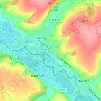 Le Colombierの地形図、標高、地勢