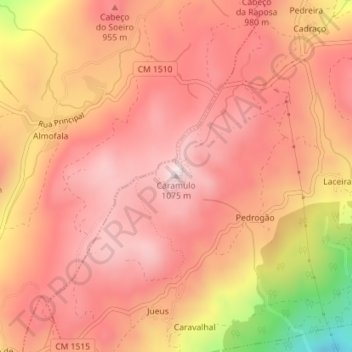 Caramuloの地形図、標高、地勢