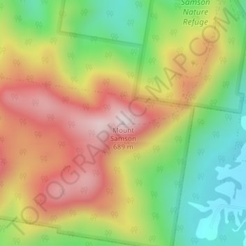 Mount Samsonの地形図、標高、地勢
