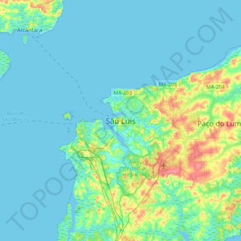 São Luísの地形図、標高、地勢