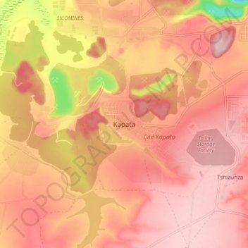Kapataの地形図、標高、地勢