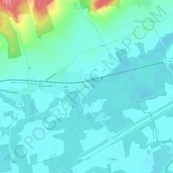 Touryの地形図、標高、地勢