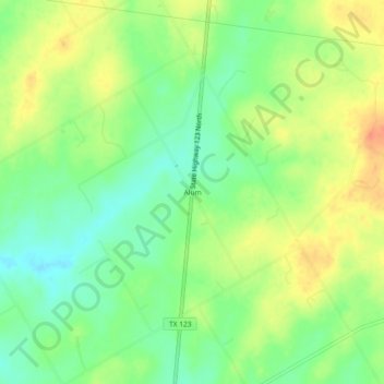 Alumの地形図、標高、地勢