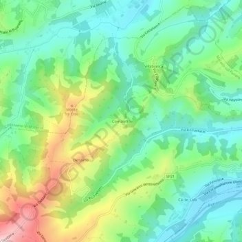 Cornalettoの地形図、標高、地勢