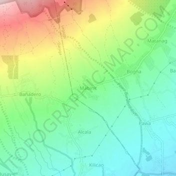 Mabinitの地形図、標高、地勢